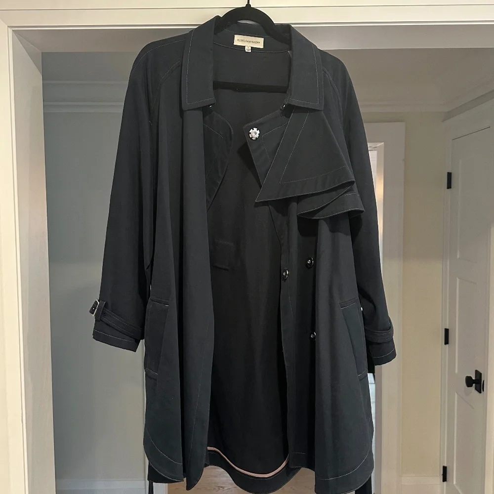 SOLD - Rebecca Minkoff Navy Blue Trench Coat - Size L - Picture 3 of 13